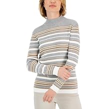 Karen S Womens Striped Cotton Mock Neck Sweater
