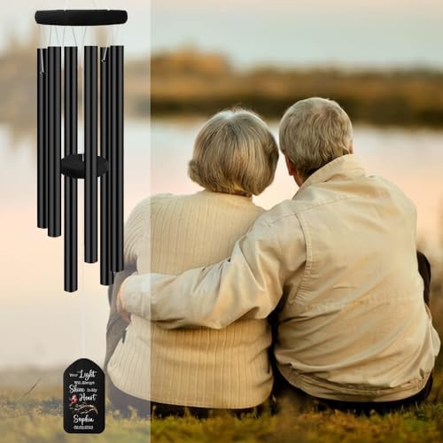 Image of ASTARIN Personalized Wind Chimes for Outside Deep Tone,Customized Windchime Outdoors, Chimes for Outdoors,Sympathy Wind Chimes Memorial for Mom Dad,All Metal Wind Chime