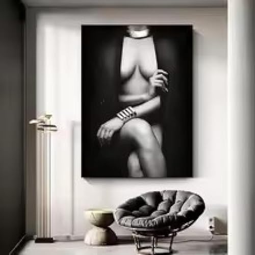 Affiche noir et blanc femme pour décoration de salle de bain chic et chambre moderne