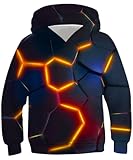 Kids4ever Sudadera con Capucha Unisex para niños con impresión 3D, Divertida, de Manga Larga, con Bolsillo, para niños y niñas, Edades de 6 a 16 años, 1A Geometry8, 12-13 años