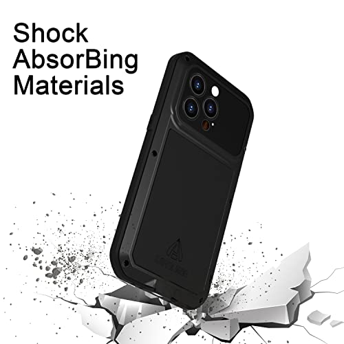 Love Mei For Iphone 13 Pro Case, Outdoor Sports Waterproof Military Heavy Duty Shockproof Dust/Dirt Proof Hybrid Aluminum Metal+Silicone+Tempered Glass Case Hard Cover For Iphone 13 Pro 6.1'' (Yellow) #TOP2