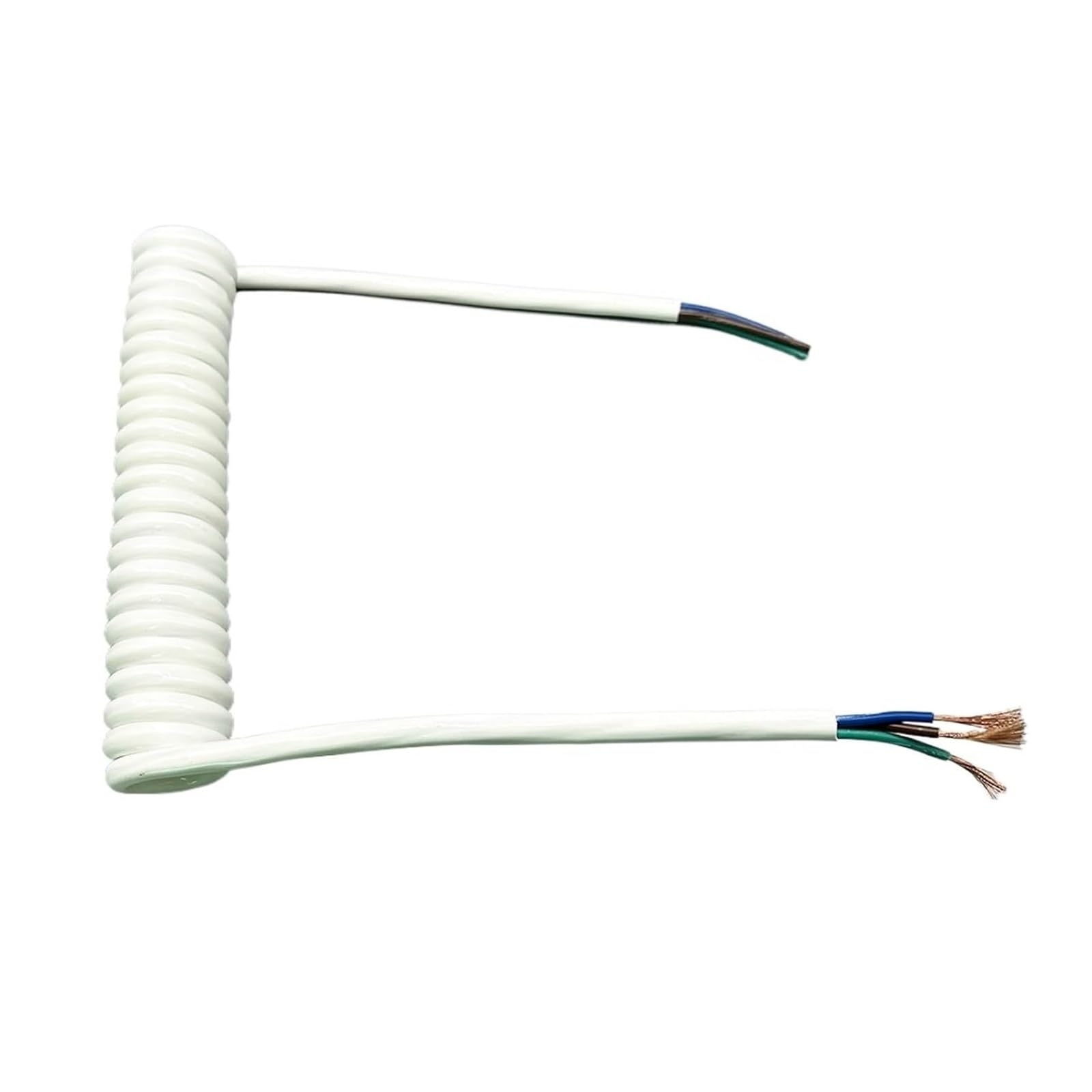 Sprężynowy kabel spiralny 3 rdzenie 1,5 mm2 drut sprężynowy w osłonie biały poliuretanowy kabel izolacyjny fala sprężynowa elastyczny czysta miedź przewód zasilający cewka(Stretch 5.0 Meters)