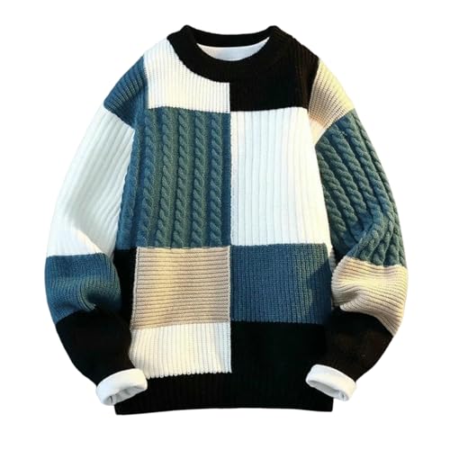 Pull en tricot patchwork multicolore homme avec maille isolante confort