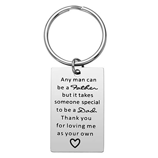 Step Dad Keychain Gift - Father’s Day Gifts from Daughter Son, Birthday Gift for Step Dad, Stainless Steel, Thank You for Being the Dad You Didn’t Have to Be Jewelry