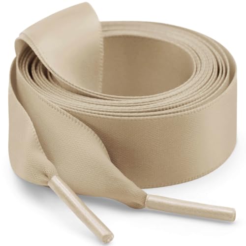 Image of Flat Satin Ribbon Shoelaces WEGOODZF 2cm Wide Shoestrings for Women Girls[2 Pair]