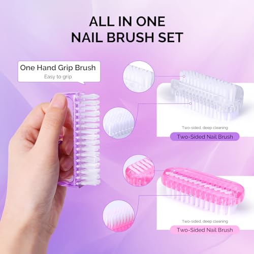 Image of Melodysusie All in One Nail Brush Set, 3 Pack Nail Brushes for Cleaning Fingernails, Nail Dust Brush and Cleaner Scrubbing Set Manicure Pedicure Tools for Men and Women