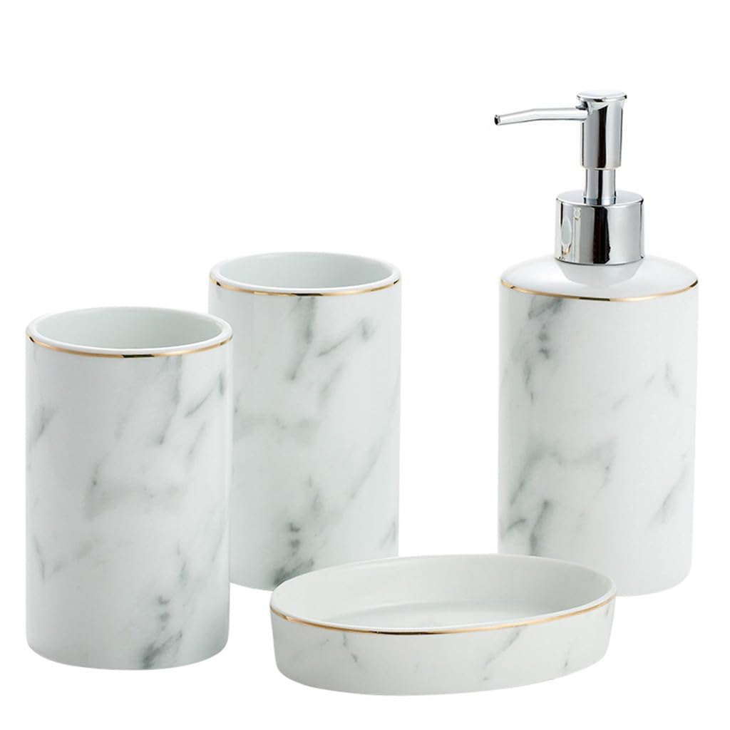 Sanitario Ceramica Set 4 Pezzi Gargle Cup Bagno Casa Forniture Hotel Spazzolino Hack (come mostrato Adatto a tutti)