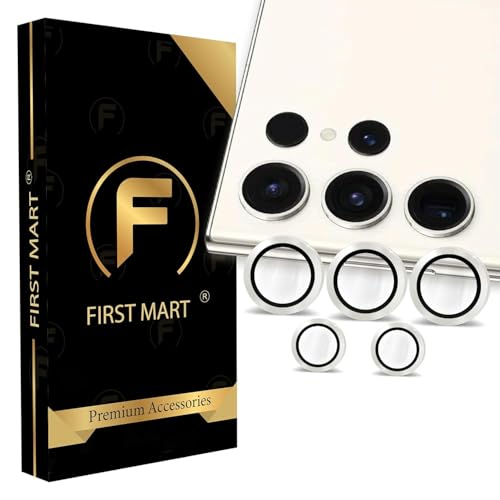Image of FIRST MART Camera Lens Protector for Samsung Galaxy S23 Ultra (6.8 Inches) Tough HD Individual Aluminum Alloy Lens Rings Cover, Scratch Resistant, Thin Lens Protection| Silver, 1 Pack