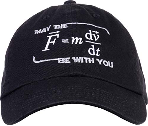 Ann Arbor T-shirt Co. May The (F=mdv/dt) Be with You | Funny Physics Science Men Women Baseball Dad Hat Black