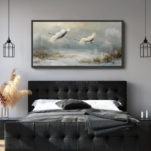 Image of MUDECOR Extra Large Framed Canvas Print Wall Art Crane Art for Living Room