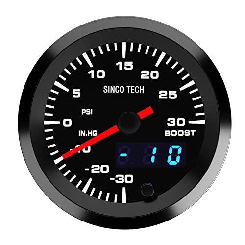 Sinco Tech Boost Turbo Gauge With Sensor 52Mm Car Meter Psi Gauge Digital Display Pointer 7 Colors Led Boost Gauge Kit 12V Universal (Boost Gauge)… #TOP1