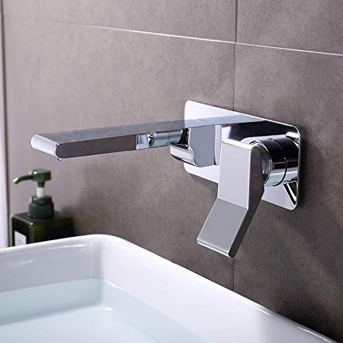 Robinet de lavabo encastré pour optimiser l'espace de la vasque avec commande eau chaude et froide - 4