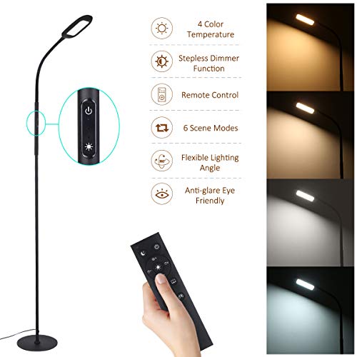 Floor Lamp, Tomshine Touch LED Floor Lamp Stepless Dimming with Remote Control, Standing