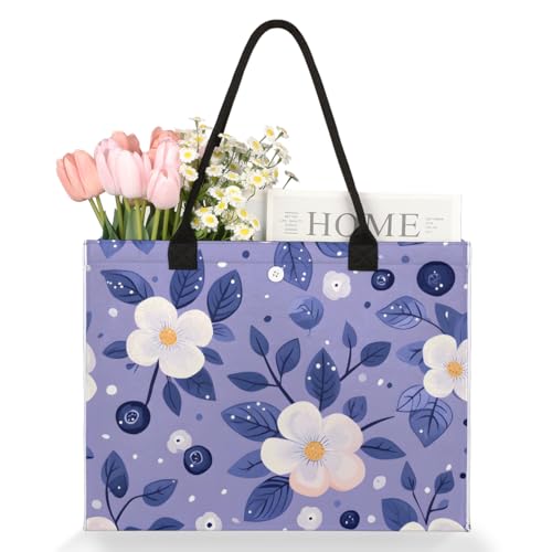 Artistic Flowers Purple Plants Tote Bag for Women Large Beach Bag Reusable Tote Bags for Work Travel Beach Shopping3