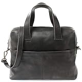  LECONI Schultertasche Henkeltasche für Frauen Büffel-Leder DIN-A4 Businesstasche Handtasche Shopper für Damen 36x26x12cm dunkelgrau LE0059-buf