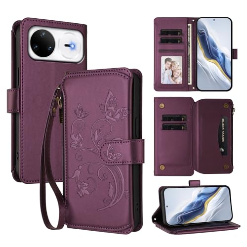 linsuyu Cover Compatible with Huawei nova 15 Ultra,Compatible with Huawei nova 15 Pro Dual-Slot Magnetic Snap Wallet Phone Case Purple