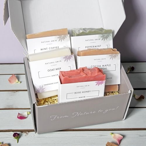 Natural Amor All Natural Bar Soap Set (5 Pack), Shea Butter Enriched, Gentle Bar for All Skin Type, Essential Oils Scented, Handmade Soap Gift Set For Women & Men — view 4