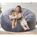 Large Bean Bag Chair for Adults/Kids with Filling, 3 ft Memory Foam Bean Bag Chairs with Filler Included, Ultra Soft Dutch Velvet Fabric, Bean Bag for Living Room - 3 Foot,Dark Gray - Image 2
