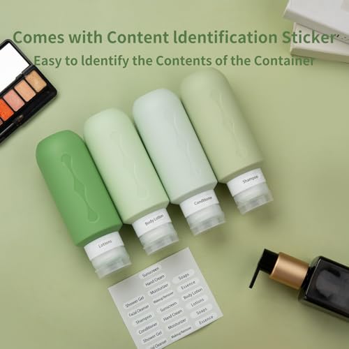 Image of Gemice Travel Bottles for Toiletries, Tsa Approved Travel 6oz Size Containers with Clear Bag, BPA Free Leak Proof Travel Tubs Refillable Liquid Travel Accessories for Cometic Shampoo Lotion