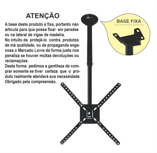 Suporte de Teto para TV Technosat Articulavél e Giratório - Para Tv's de 10 a 65 polegadas