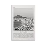 LZTEN Impresión de Las Palmas en blanco y negro, arte de pared de Las Palmas, póster de Las Palmas, foto de Las Palmas, decoración de Las Palmas, Gran Canaria, España, lienzo para pared