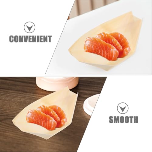 Platos en forma de barco de sushi de madera, 50 unidades miniatura 3