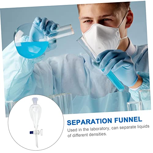 Ukcoco 5Pcs Pear Shaped Separatory Funnel Essential Oil Distiller Funnel Stand Labs Separating Funnel High Borosilicate Small Glass Thick Wall #TOP6