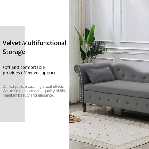 Sillón con chaise lounge terciopelo gris miniatura 6