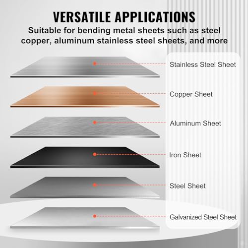 VEVOR Box and Pan Brake, 48-Inch, 0-130 Degrees Sheet Metal Bending Brake, Portable Mini Metal Bender with 20 Gauge Low Carbon Steel 14 Gauge Aluminum Capacity Power Handle, for Metal Bending - Image 6