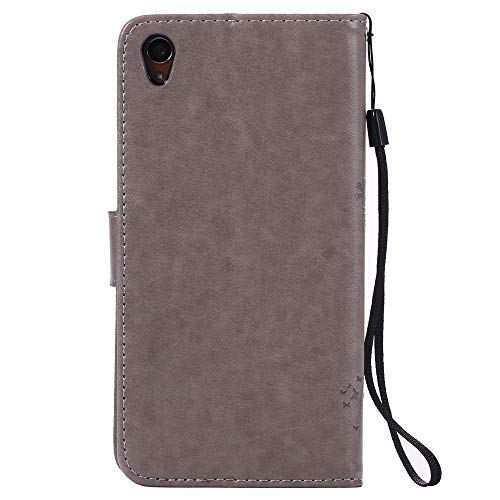 Hmtechus Sony Xperia Z3 Case 3D Crystal Embossed Love Cat Butterfly Pu Flip Stand Card Holders Wallet Handmade Diamonds Bling Cover For Sony Xperia Z3 Wishing Tree Gray Kt #TOP1