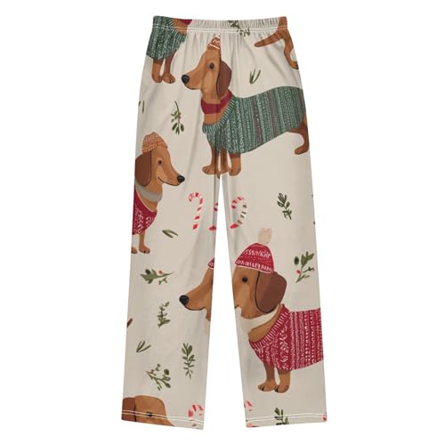 ZZXXB Dachshund Candy Cane Boys Long Pants Soft Trousers Elastic Waist Kids Lounge Bottoms with Pockets S-XL2