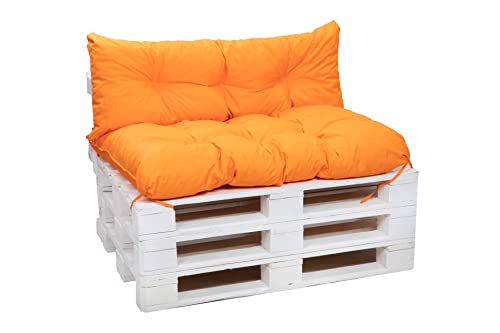 Setgarden® Lot de coussins pour meubles de jardin en palettes - Dossier et coussins d'assise - Plusieurs couleurs et tailles - Orange - Set 120 x 60 cm + coussins de dossier 120 x 50 cm