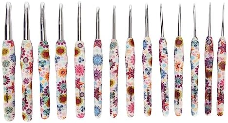 Crochet Hooks Aluminum 2.25mm to 10mm 14 Piece Set Soft Grip for Beginners Handmade Projects Reduce Hand Fatigue Smooth Stitching Crafting Sweaters Hats