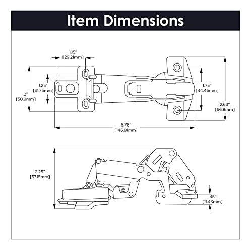 Hickory Hardware P5120-14 Concealed Frameless 165 Degree Hinge, Bright Nickel, 4.5 X 2 X 0.6 Inches #TOP4