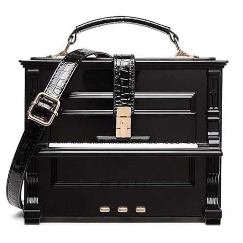 Piano Shaped Purse Handbag Women Crossbody Shoulder Bag Box Shaped Acrylic Evening Top Handle Clutch Bag Novelty Piano Purse