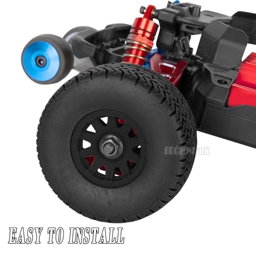 BRCatWPark RC Wheel Tires for 1/14 Mojave Grom,RC Front/Rear Wheel Rims & Rubber Tires,4pcs RC Drift Wheels and Tires Soft Tires,Black by BRCatWPark - Image 2