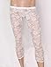 Oyolan Mens Sissy Sheer Floral Lace Low Rise Bulge Pouch Footless Legging Pants Tight Trousers White Medium