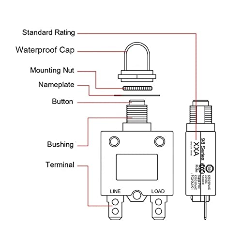 Mini disyuntor 9A con capuchón protector para paneles eléctricos de barcos y caravanas 4