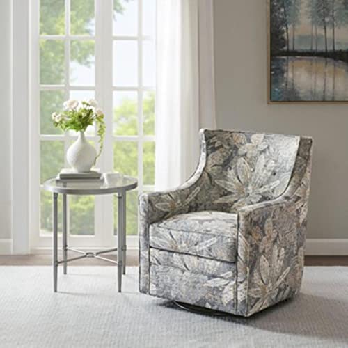 Madison Park Alana Swivel Chair - Solid Wood, Plywood, Metal Base Accent Armchair , Modern Contemporary Style, Floral Print Cover, Button Tufted, Family Room Sofa Furniture , 28.5" Wide #TOP15