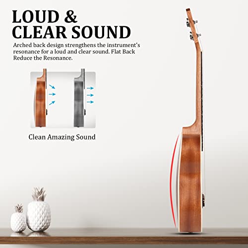 Image of Concert Ukulele 23 inch UKS-2, 4 Strings Ukeleles For Beginners, Sapele Hawaiian Ukele with Ukulele Case and Ukele String Set