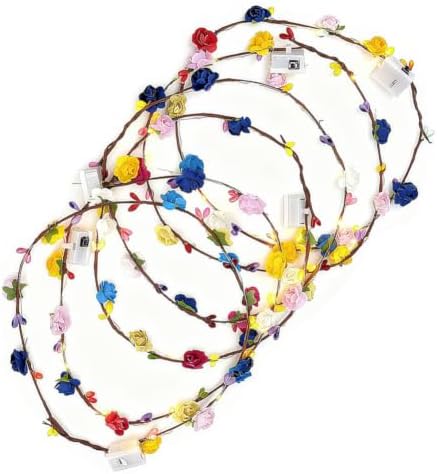 URAQT LED Blumenkranz Stirnband, 12PCS Haarkranz Blumen Mallorca Party Accessoires, Damen und Kinder Festival Zubehör Geburtstag Weihnachten Party Hochzeit Dekor Blumenkranz Kopfsc