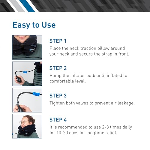 Body Sport Cervical Traction Collar Neck Brace, Decompression and Compression Adjustable, Neck Support for Spinal Alignment and Neck Discomfort, with Soft Fabric and Easy-to-Use Inflator Bulb