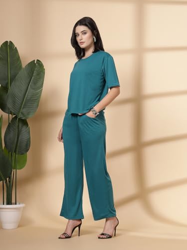 Image of CHKOKKO Casual Co ord Set For Women Stylish Summer Wear Cord Half Sleeves Round Neck Track Suit Coords Travelling Outfit Western Ladies Co ords