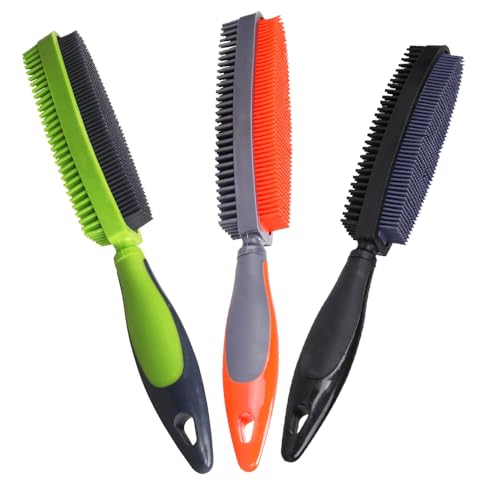 Image of Rubber Pet Hair Removal Brush for Couch Clothes Dog Cat Pet Hair Carpet, Also Used as Dog Cat Bath Brush with Massage Effect(black,orange,green)