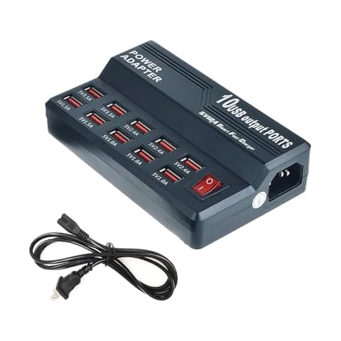 MaxLax USB Charging Station,10 Port 60W Multiple USB Charger Station,Multi Ports USB Charger Charging for Smartphones，Tablets，and Many USB Devices. Cover