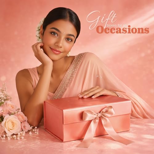Image of RBS - Gift Packing Box Empty (23x16x10 cm) Gift Hamper Boxes for Gift Empty Box for Packing Gifts Men /Him Perfect for Birthday, Wedding, Christening, Maroon Color Return Gift Box (Pink Luxe)