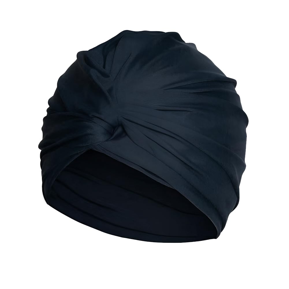 Women Pleated Fabric Swim Hat Soft Elastic Nylon Bathing Cap Shower Cap Adjustable Swimming Cap Turban Ladies Ear Protection Swim Cap Hat for Beach Surfing Springs Beauty Yoga - Image 2