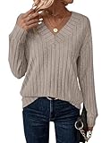JUSTFASHIONNOW Long Sleeve Winter Trendy Sweaters 2025 Tunic Tops to Wear with Leggings Blusas Elegantes Para Mujer Fashion Clothes(Camel,X-Large)