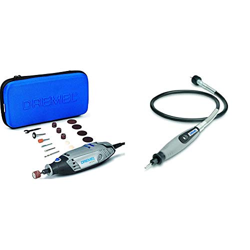 Dremel 3000 Outil Rotatif Multifonction 130W avec 15 Accessoires et 1 Sac & Arbre Flexible Dremel 225 pour Rallonger et Atteindre - Adaptateur à Arbre Longueur pour Outil Multifonction Rotatif