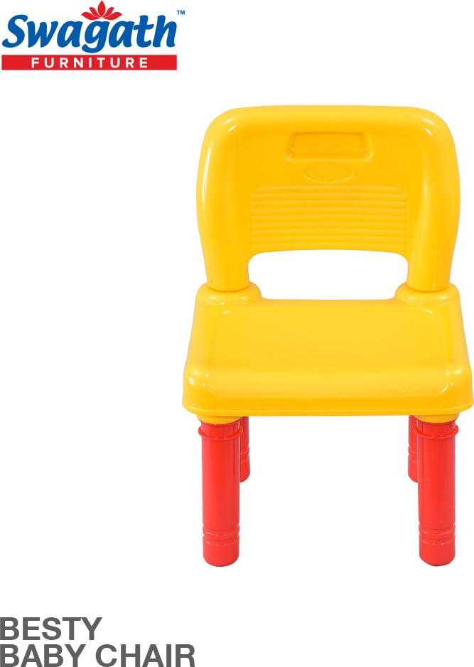 Swagath Furniture Besty Baby Chair for Study Chair Plastic Chair Plastic Chair (Finish Color - Yellow, Set of 10 Pcs, DIY(Do-It-Yourself)) 3